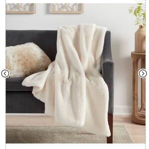Threshold Faux Fur Throw Blanket in Ivory/Cream